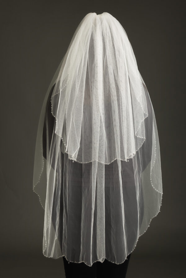 Two-Tier Crystal Edge Wedding Bridal Veil [2068]