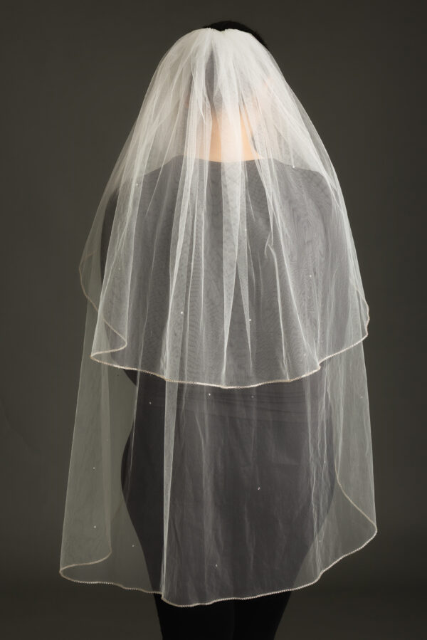 One-Tier Sprinkling Diamantes Wedding Bridal Veil [2137]