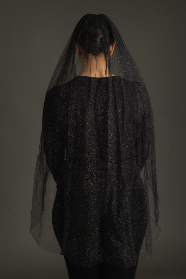 One-Tier Sparkle BLACK Wedding Bridal Veil [2132]